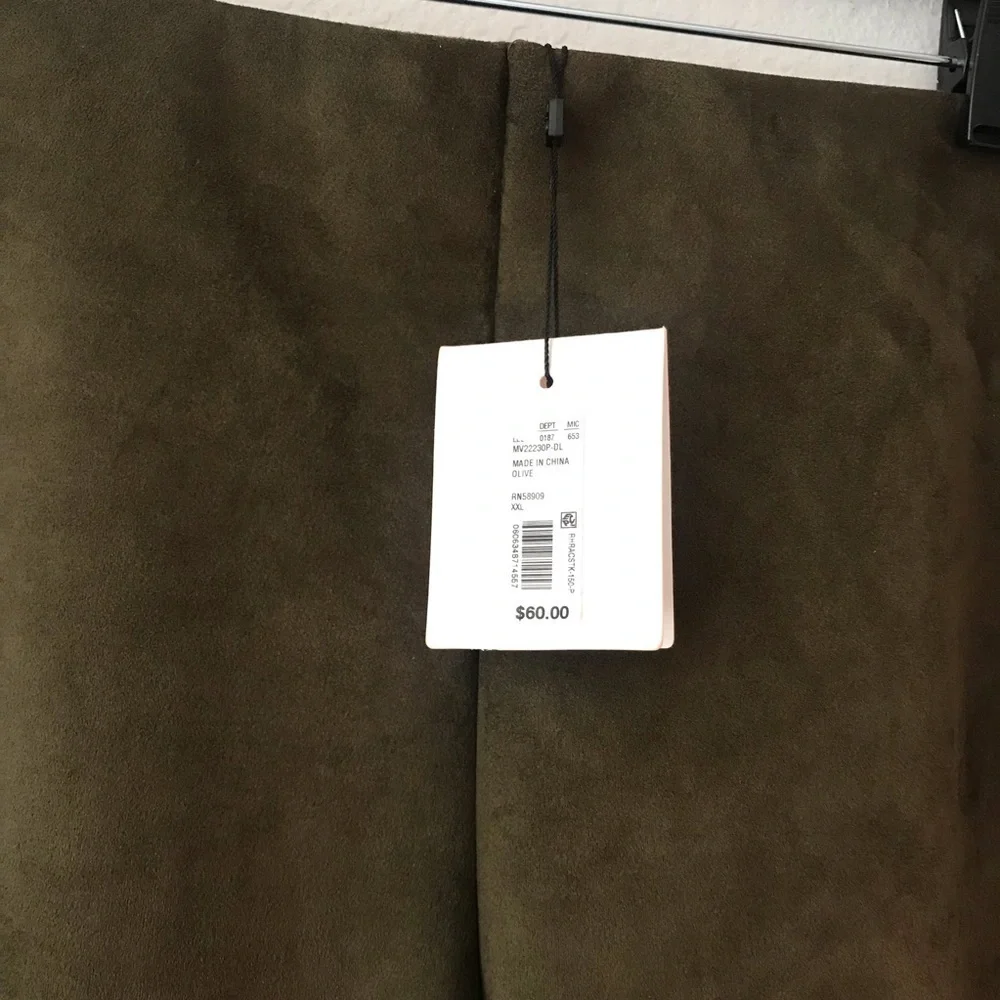 New! Gibson & Latimer High Rise Faux Suede Ponte Leggings Olive Pull On Pants